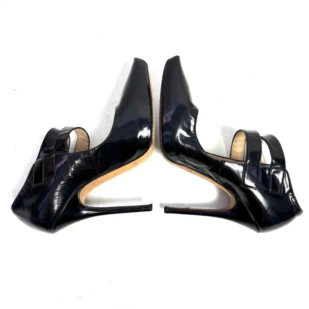 Jimmy Choo Black Patent Leather Pointed Toe Platform Stiletto Heels Size US 6